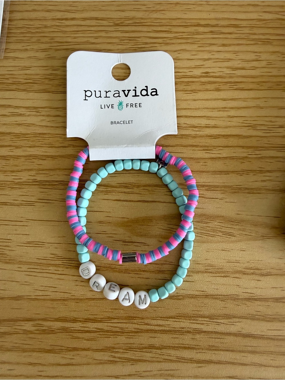 Pura Vida Pink & Turquoise Striped Heishi Bracelet
